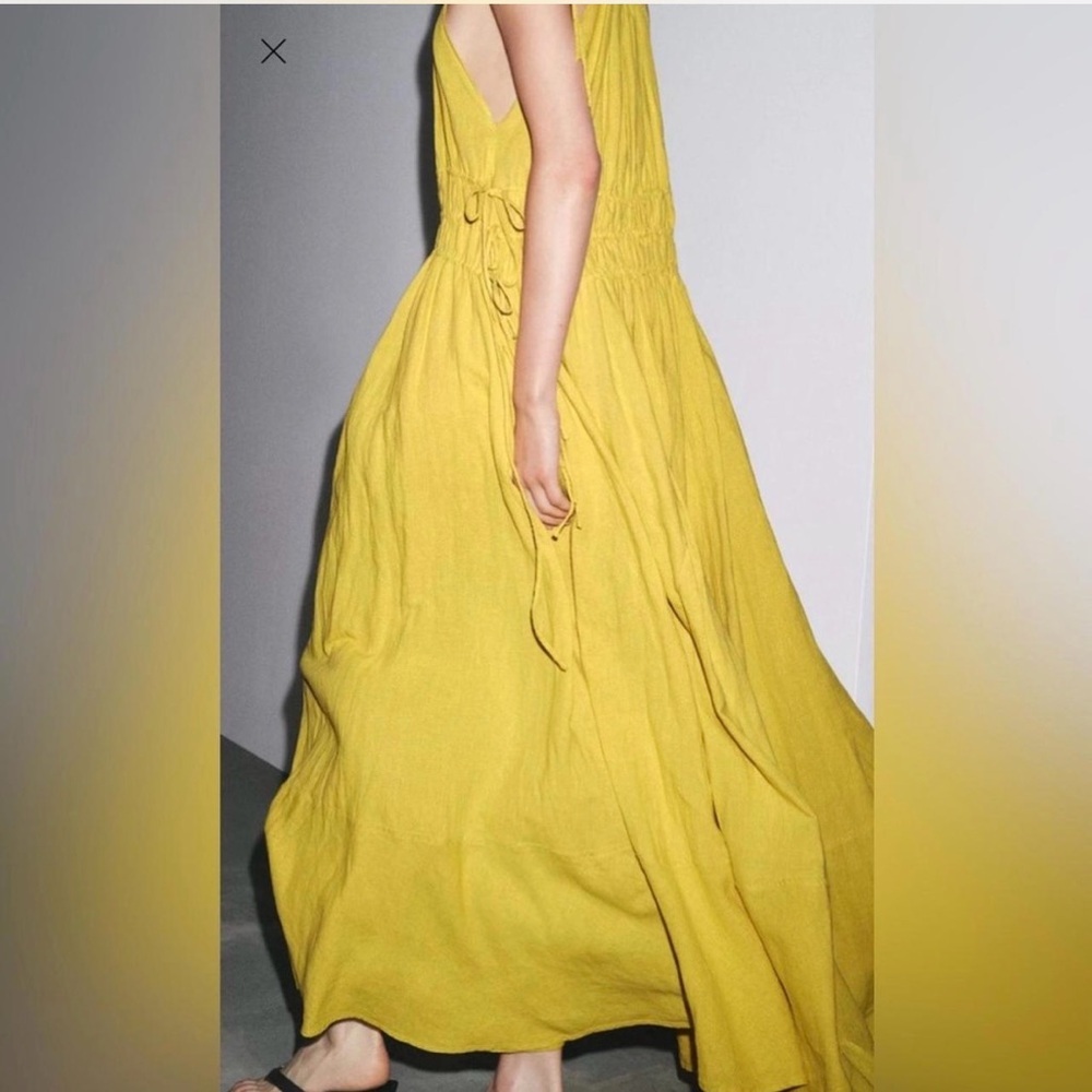 🔥🔥zara yellow zw collection linen dress - Picture 3 of 5